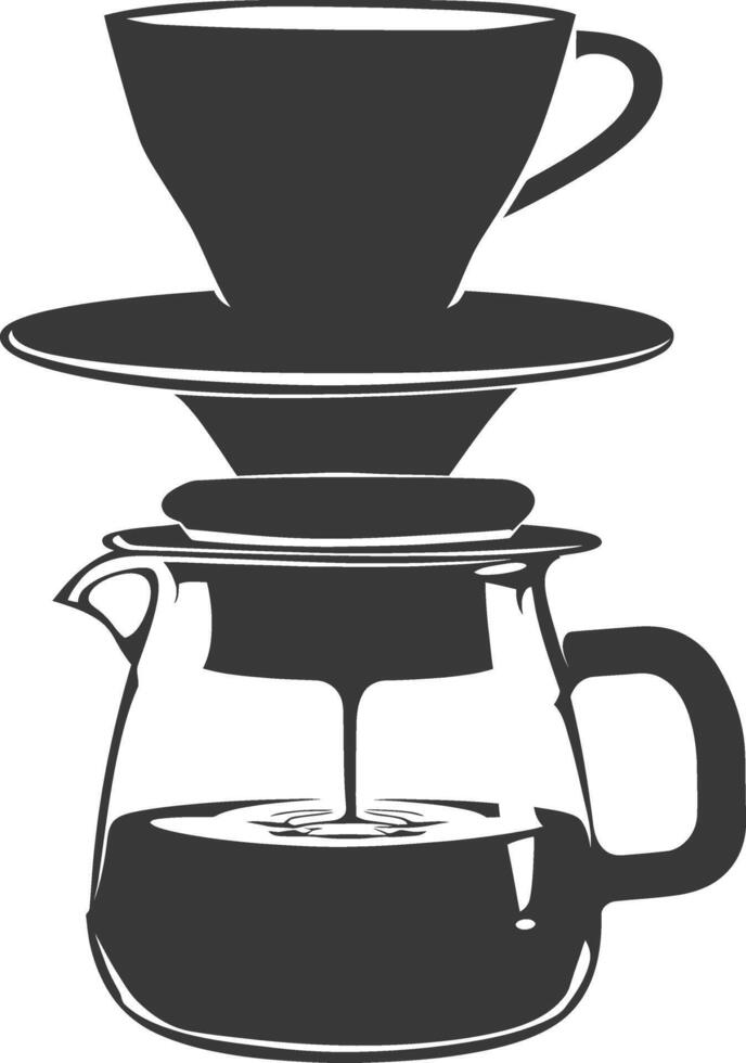 AI generated silhouette Vietnam drip coffee ready to drink black color only vector