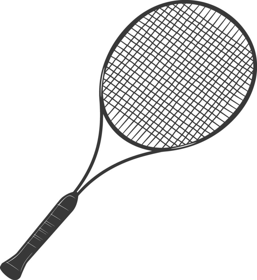 AI generated silhouette tennis outdoor racket black color only vector