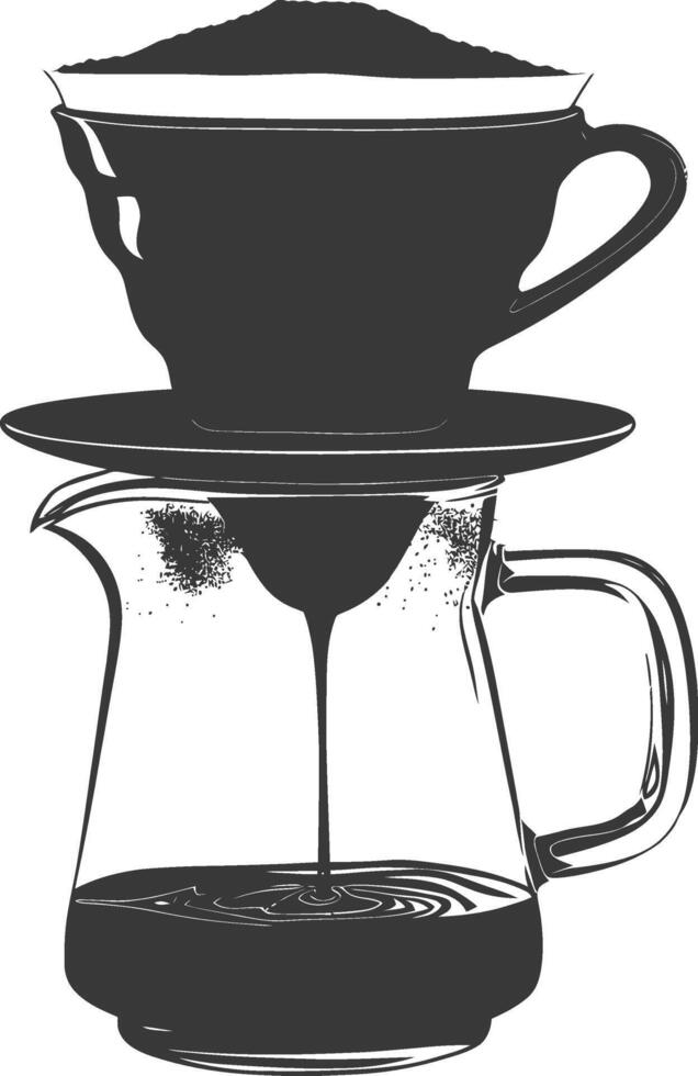 AI generated silhouette Vietnam drip coffee ready to drink black color only vector