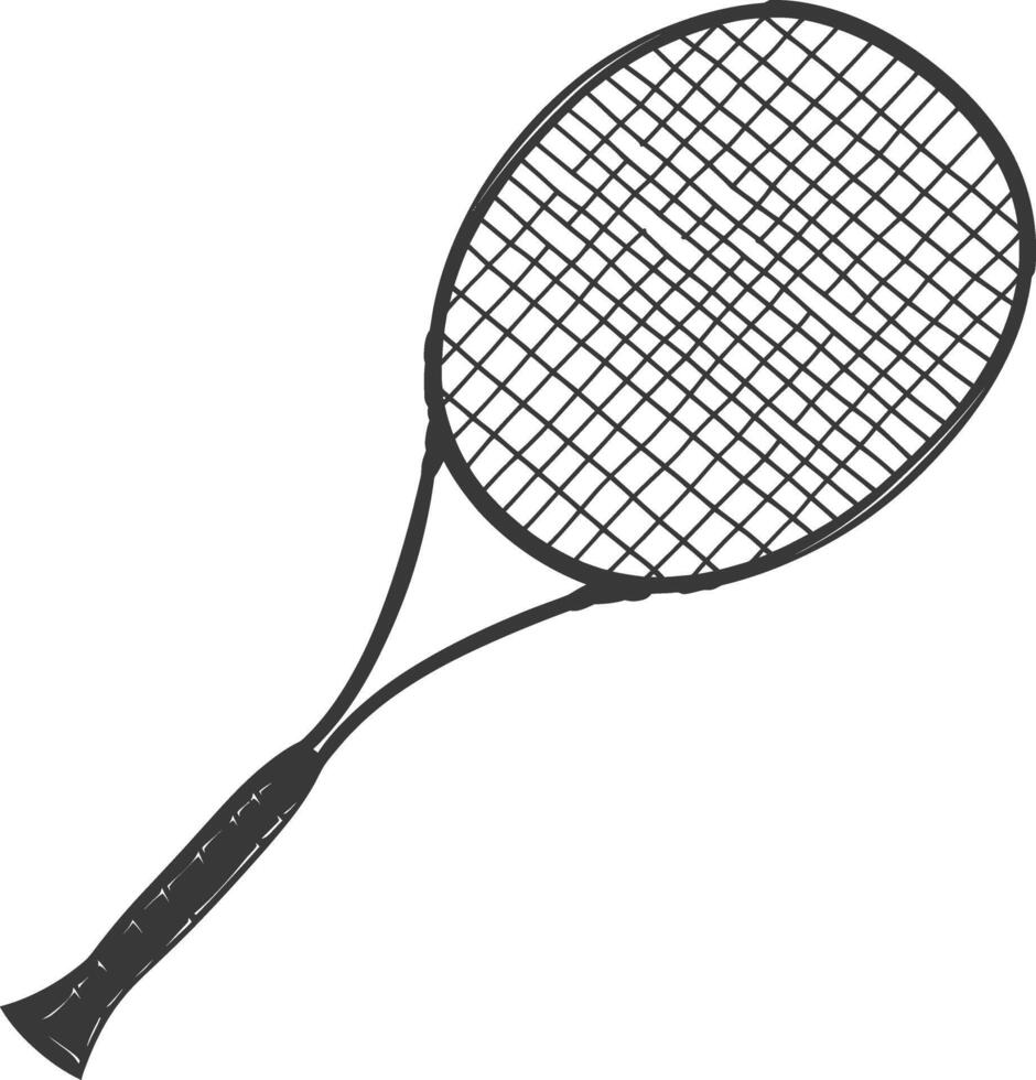 AI generated silhouette tennis outdoor racket black color only vector