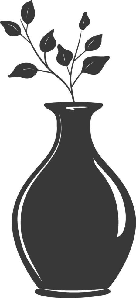 AI generated Silhouette Scandinavian Unique Vase black color only vector