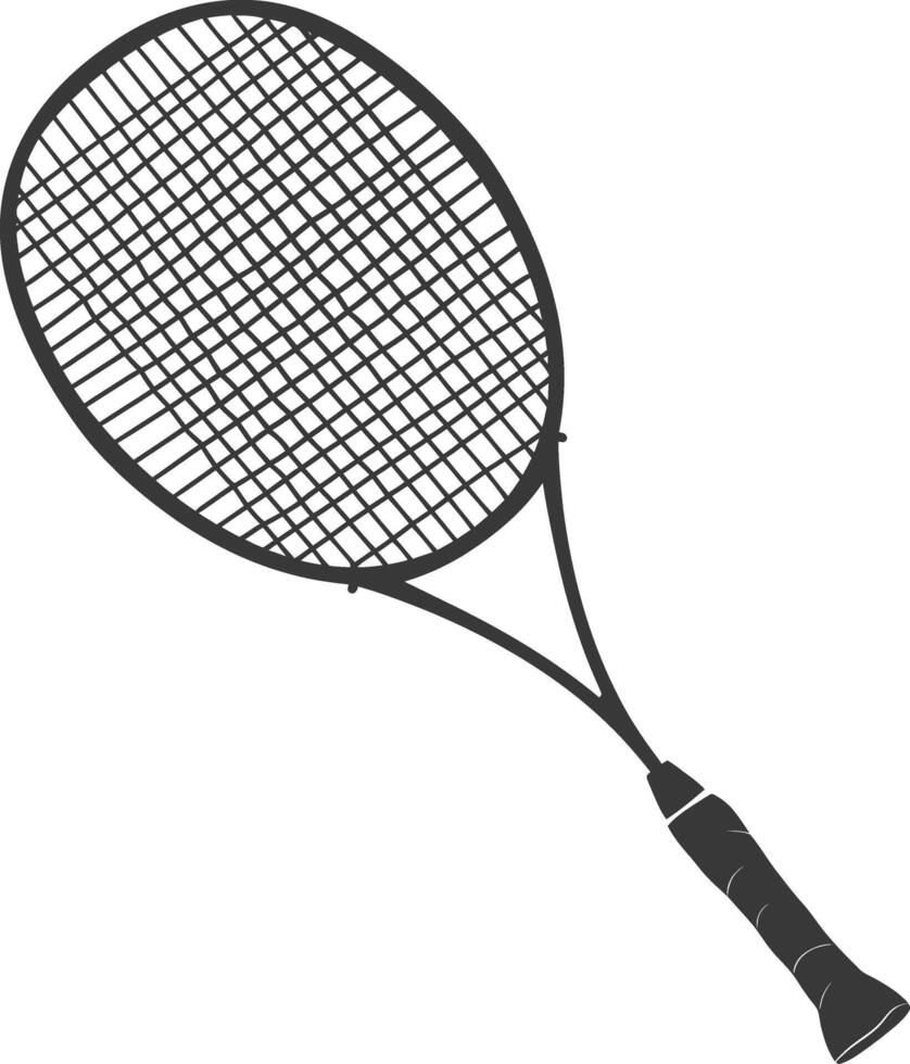 AI generated silhouette tennis outdoor racket black color only vector