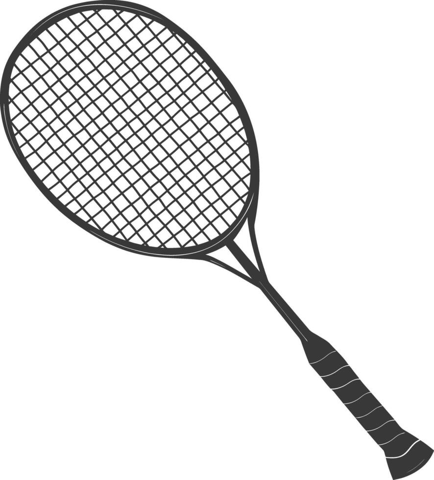 AI generated silhouette tennis outdoor racket black color only vector