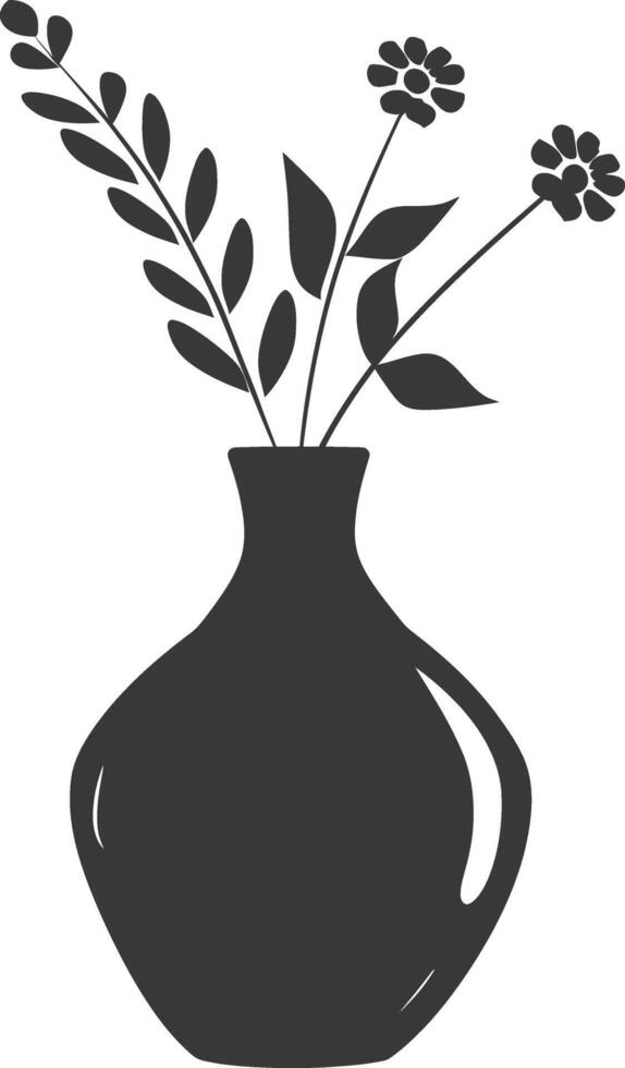 AI generated Silhouette Scandinavian Unique Vase black color only vector