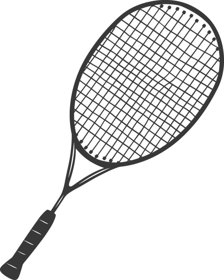 AI generated silhouette tennis outdoor racket black color only vector