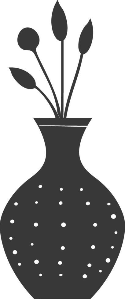 AI generated Silhouette Scandinavian Unique Vase black color only vector