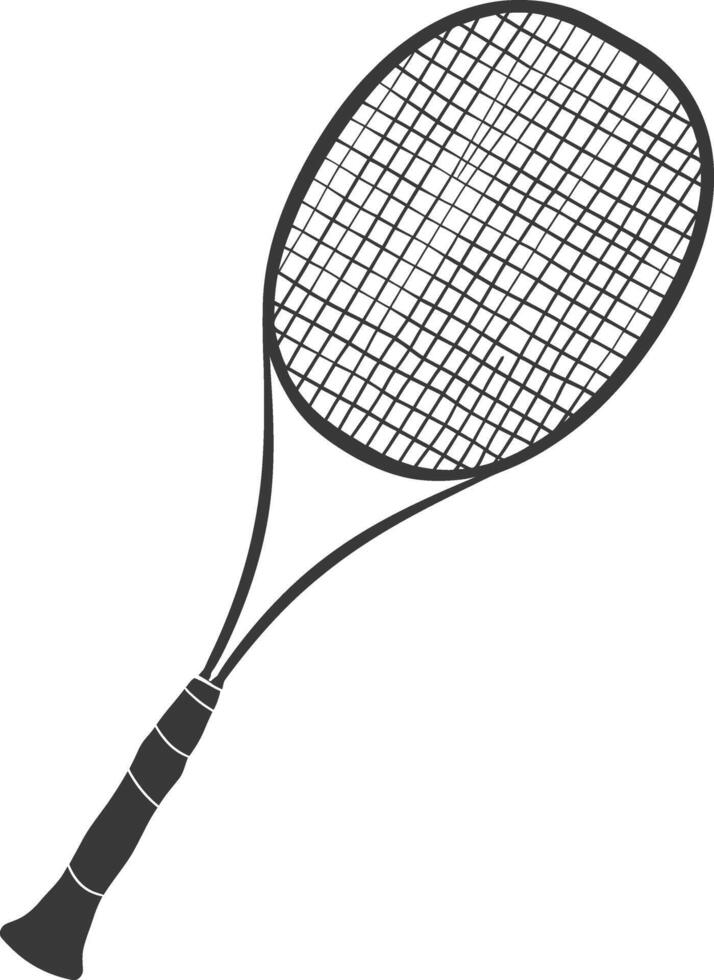 AI generated silhouette tennis outdoor racket black color only vector