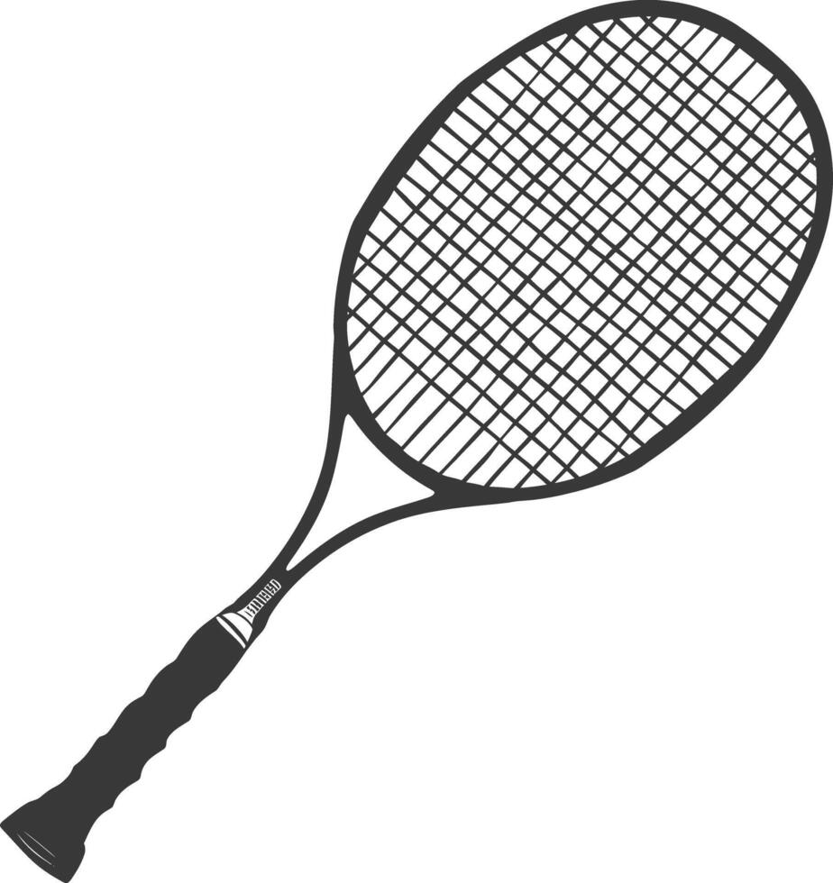 AI generated silhouette tennis outdoor racket black color only vector