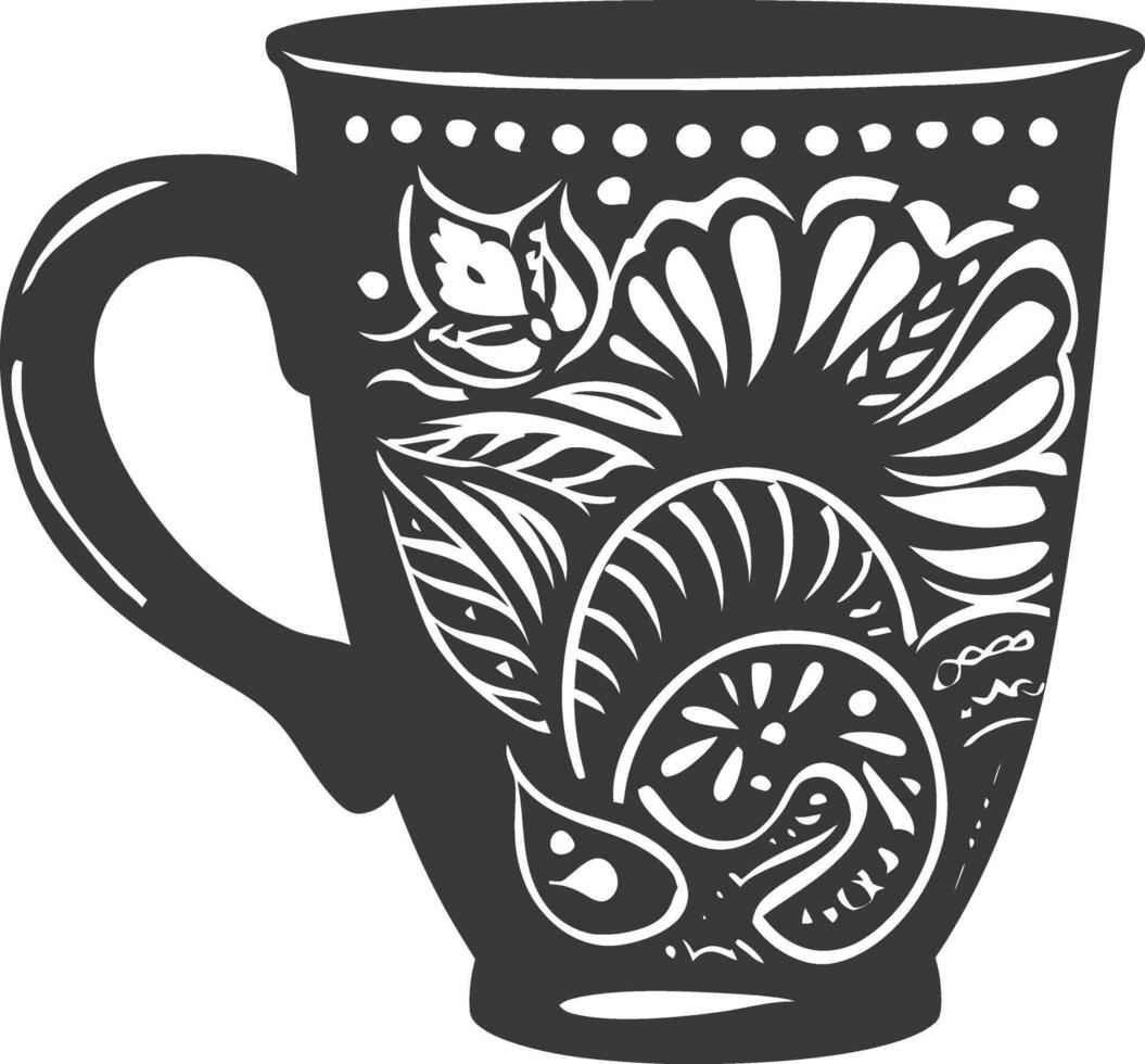 AI generated Silhouette Scandinavian Unique Mug black color only vector