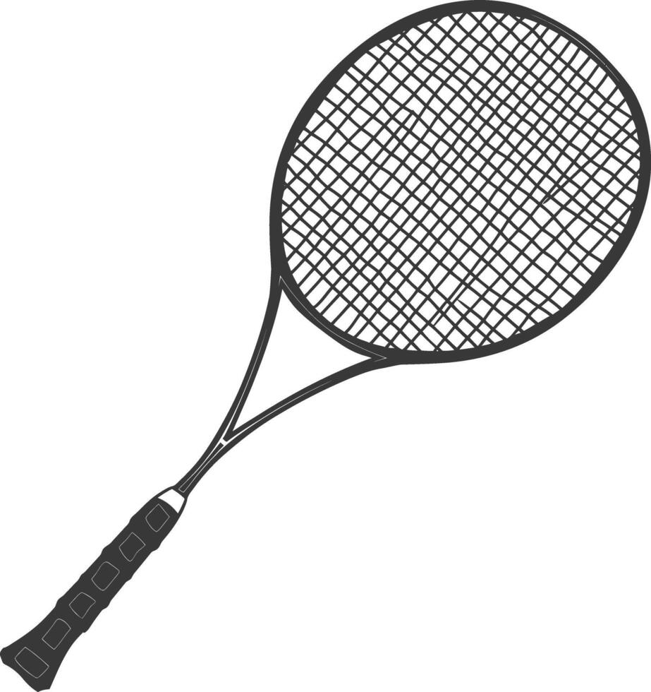 AI generated silhouette tennis outdoor racket black color only vector