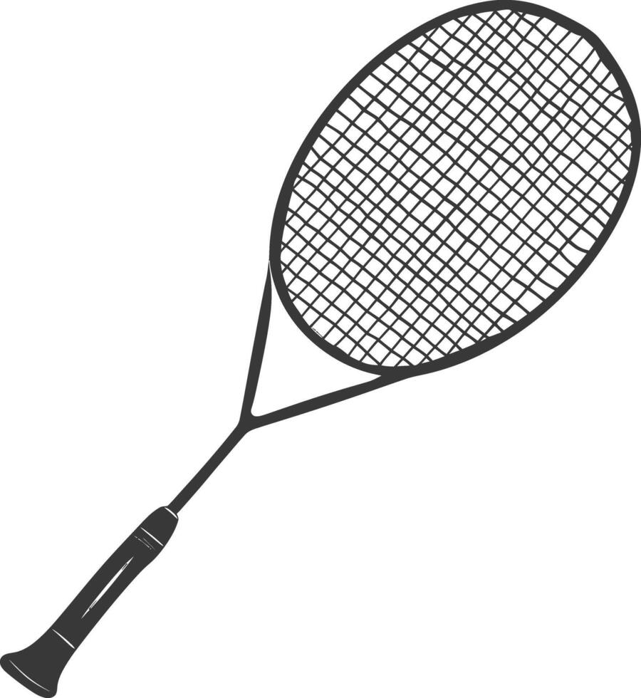 AI generated silhouette tennis outdoor racket black color only vector
