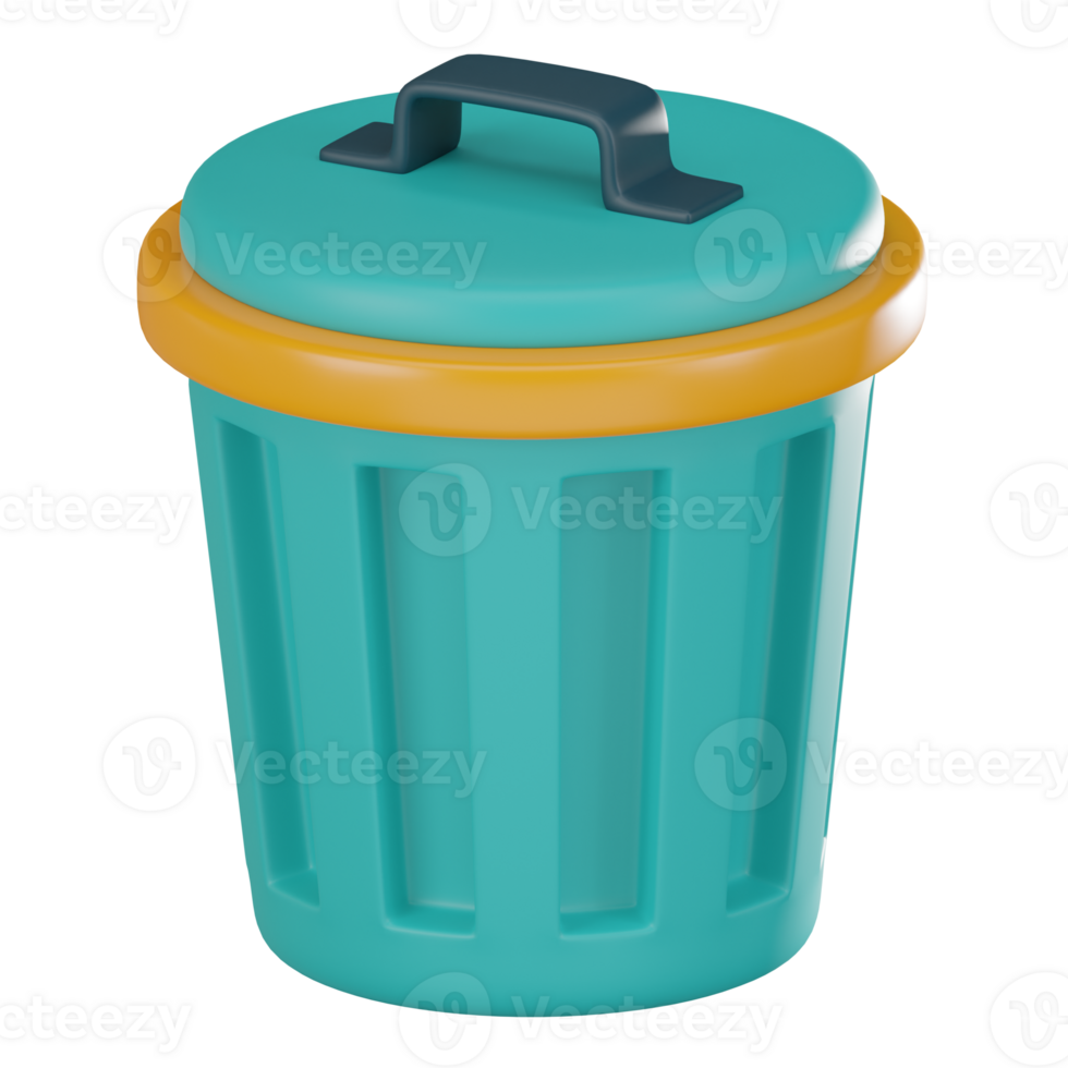 Eco-Friendly Disposal, 3D Render of Recycling Bin and Waste Management Symbol. 3D Render png