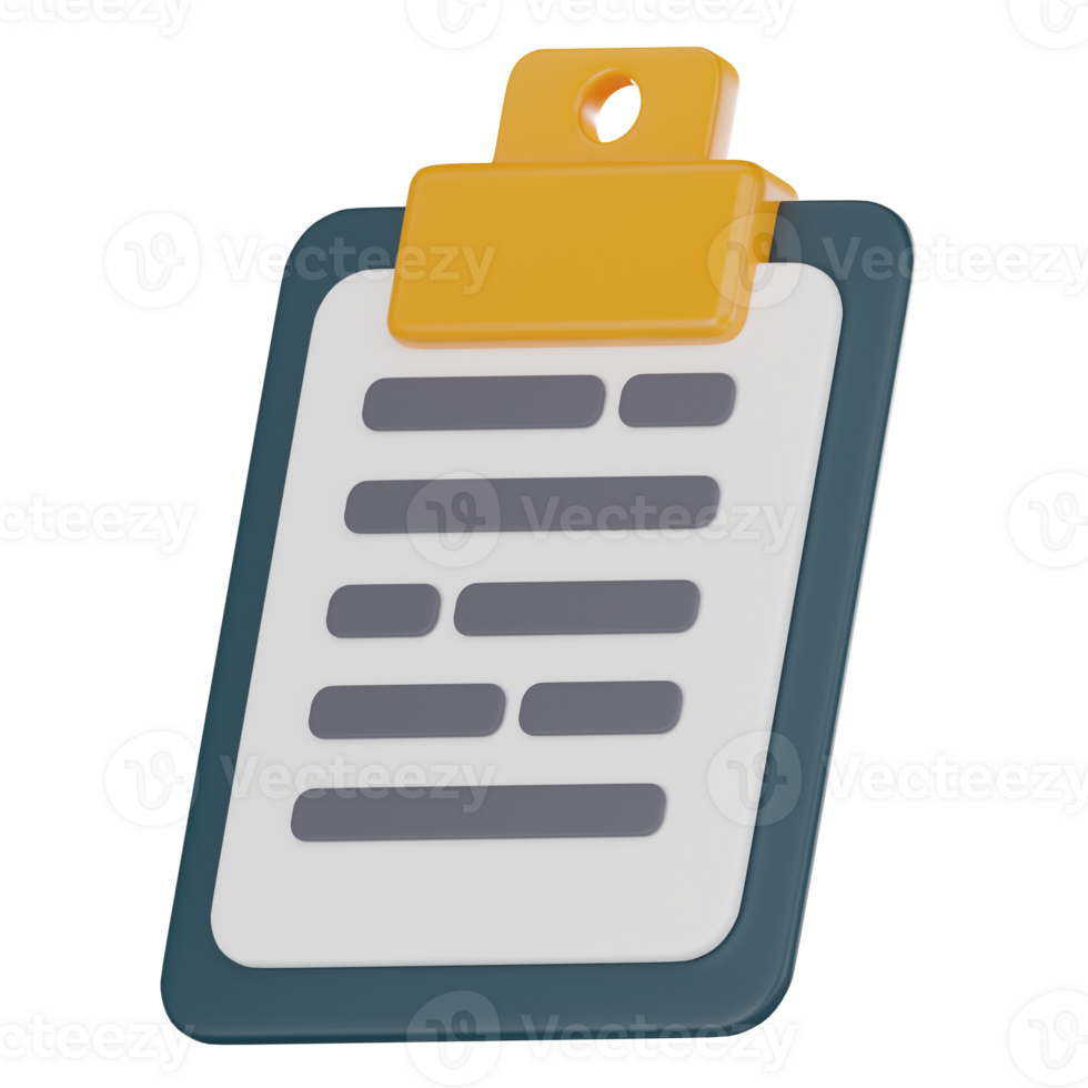 3D Icon of Clipboard with Document for Work Planning. 3D Render png