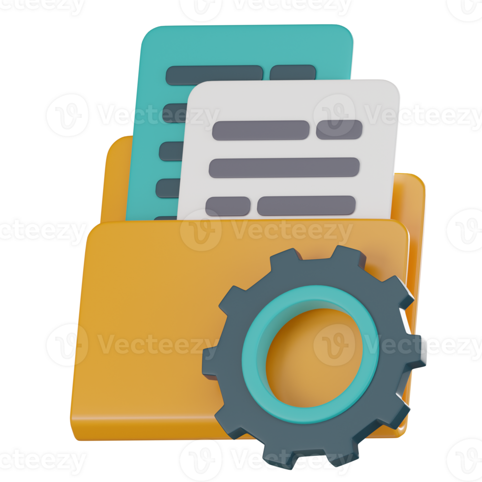 3D Icon of Edit Files Folder for Data Management. 3D Render png