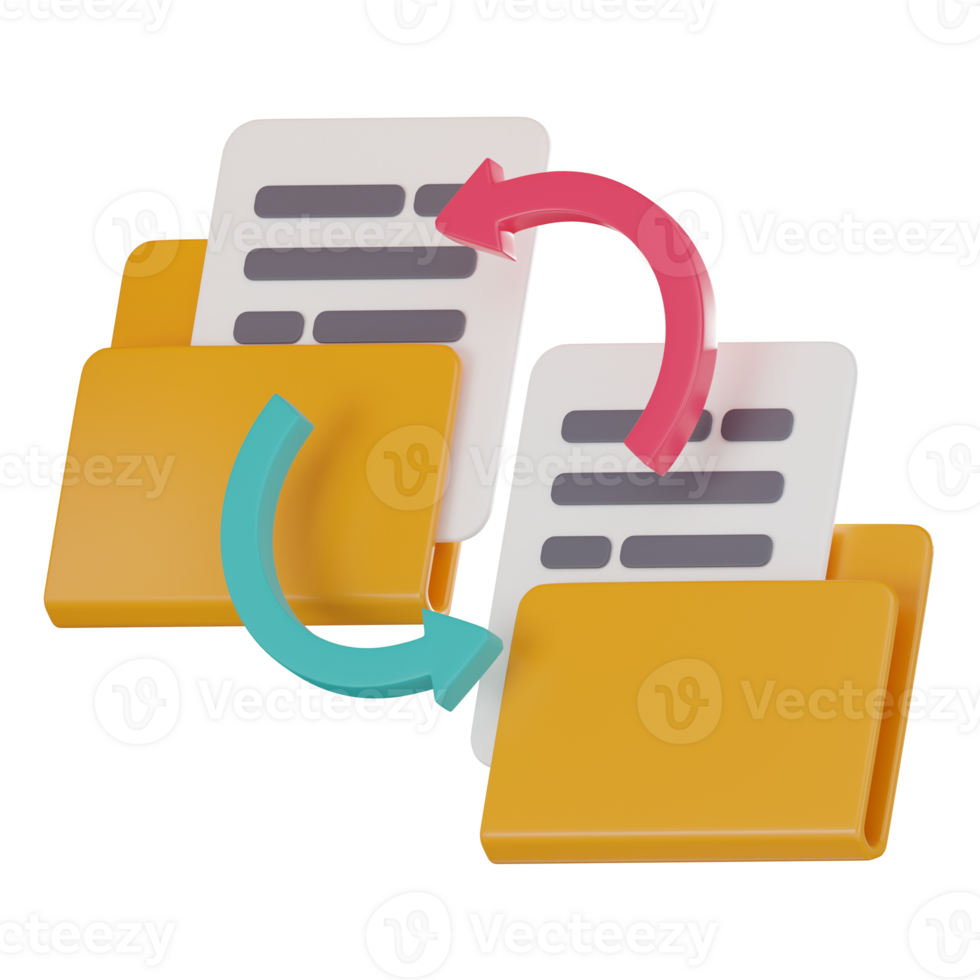 3D Icon of Document Sharing in Virtual Folders. 3D Render png