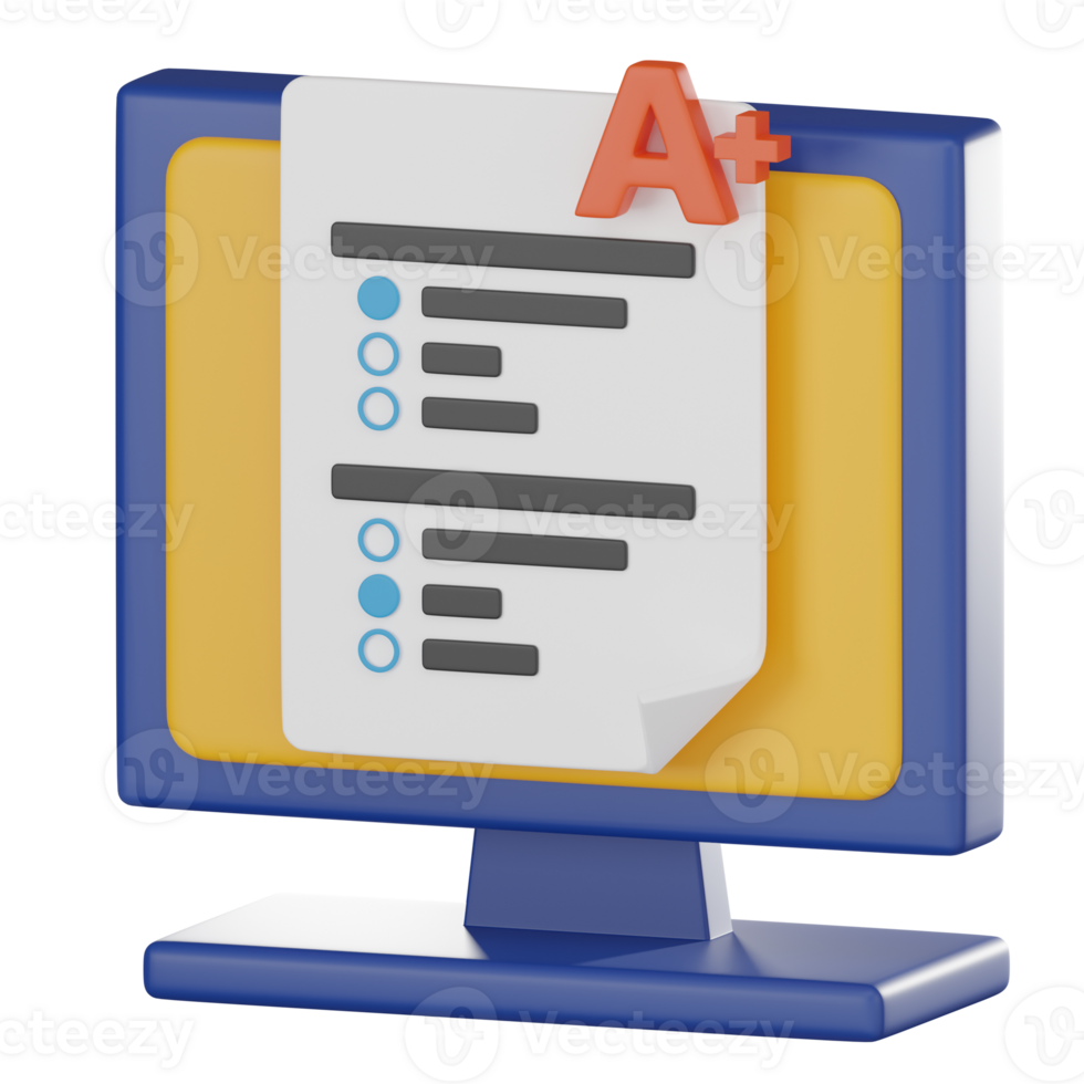 numérique examen résultat 3d icône pour éducatif succès. 3d rendre png