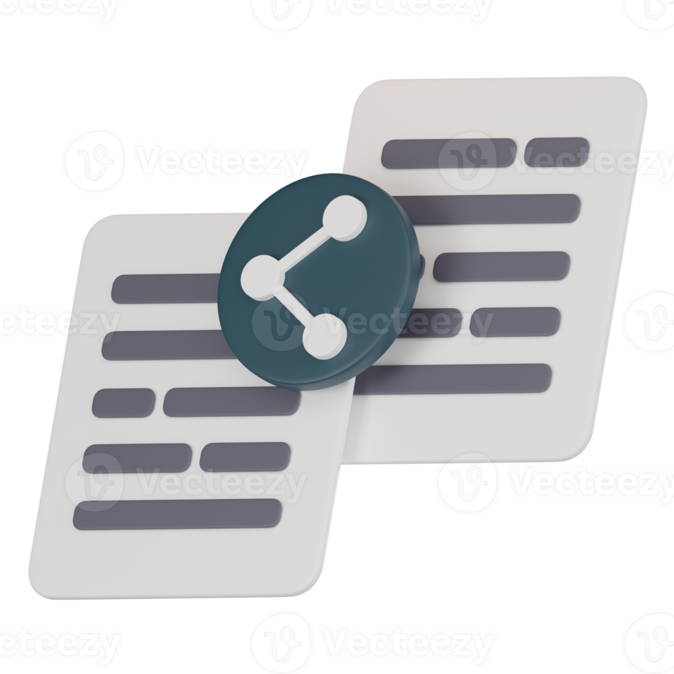 3D Icon of Document Sharing. 3D Render png