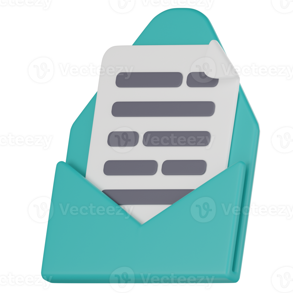 Digital Correspondence, 3D Icon of Email Document Icon for Business Communication. 3D Render png