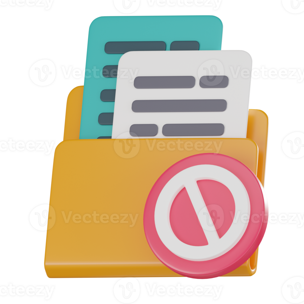3D Icon of Blocked and Banned Folders for Website Security. 3D Render png