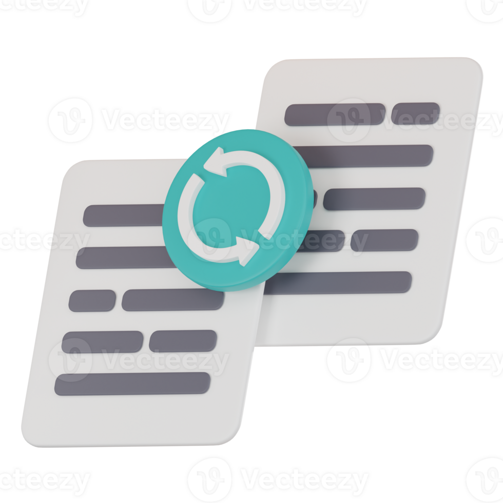 Digital Synchronization, 3D Icon of Sync Document File Icon. 3D Render png