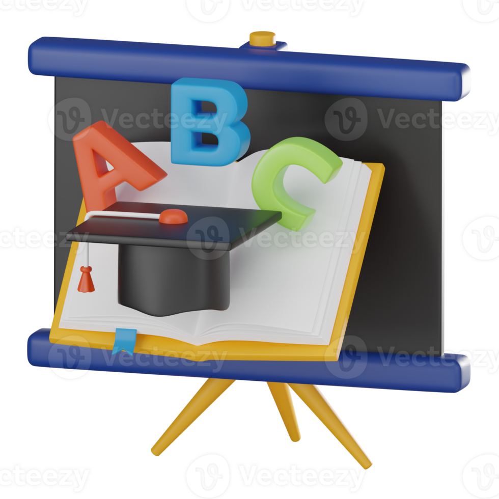 Digital Education, Vibrant of Presentation Slides. 3D Render png