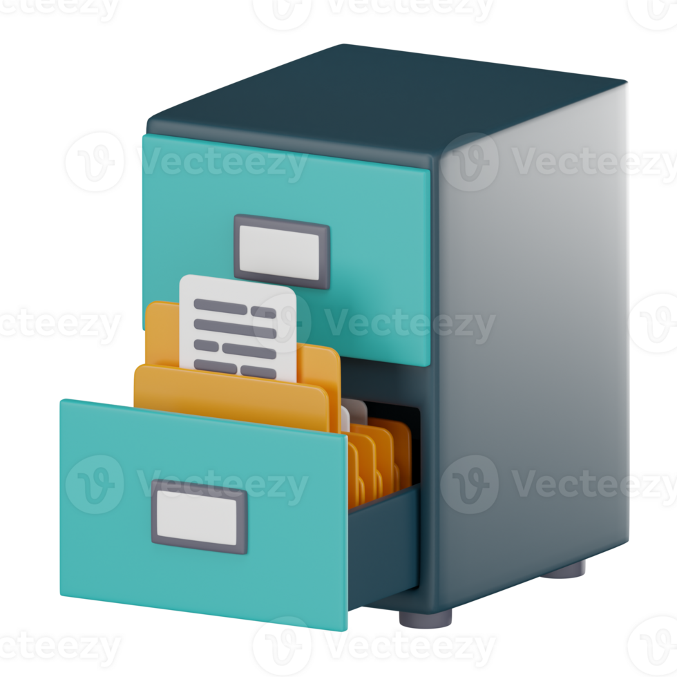 3D Icon of Filing Cabinet for Workspace Organization 3D Render png