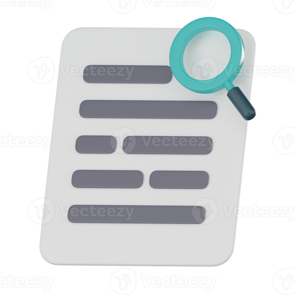 digitaal ontdekking, 3d icoon van zoeken het dossier document icoon. 3d geven png