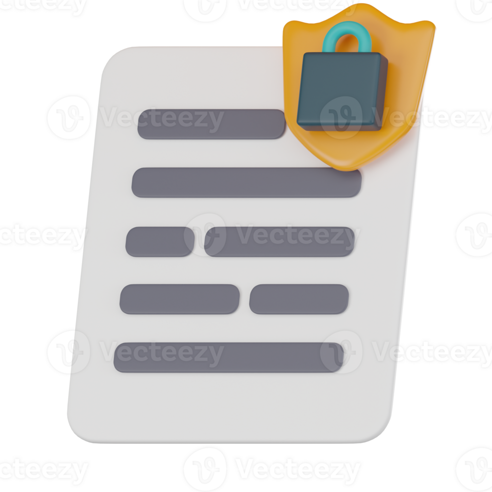 Digital Security, 3D Icon of Padlock File Symbol Ensuring Document Protection  and Privacy. 3D Render png