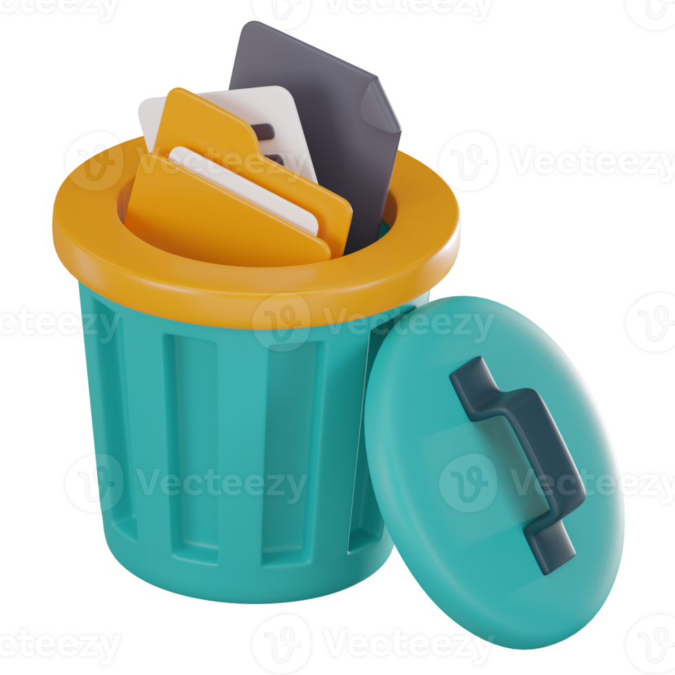 Eco-Friendly Disposal, 3D Render of Recycling Bin and Waste Management Symbol. 3D Render png