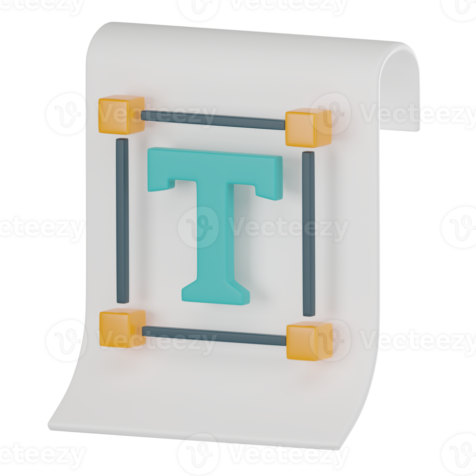 3D Icon of Text File Icon for Digital Design.  3D Render png