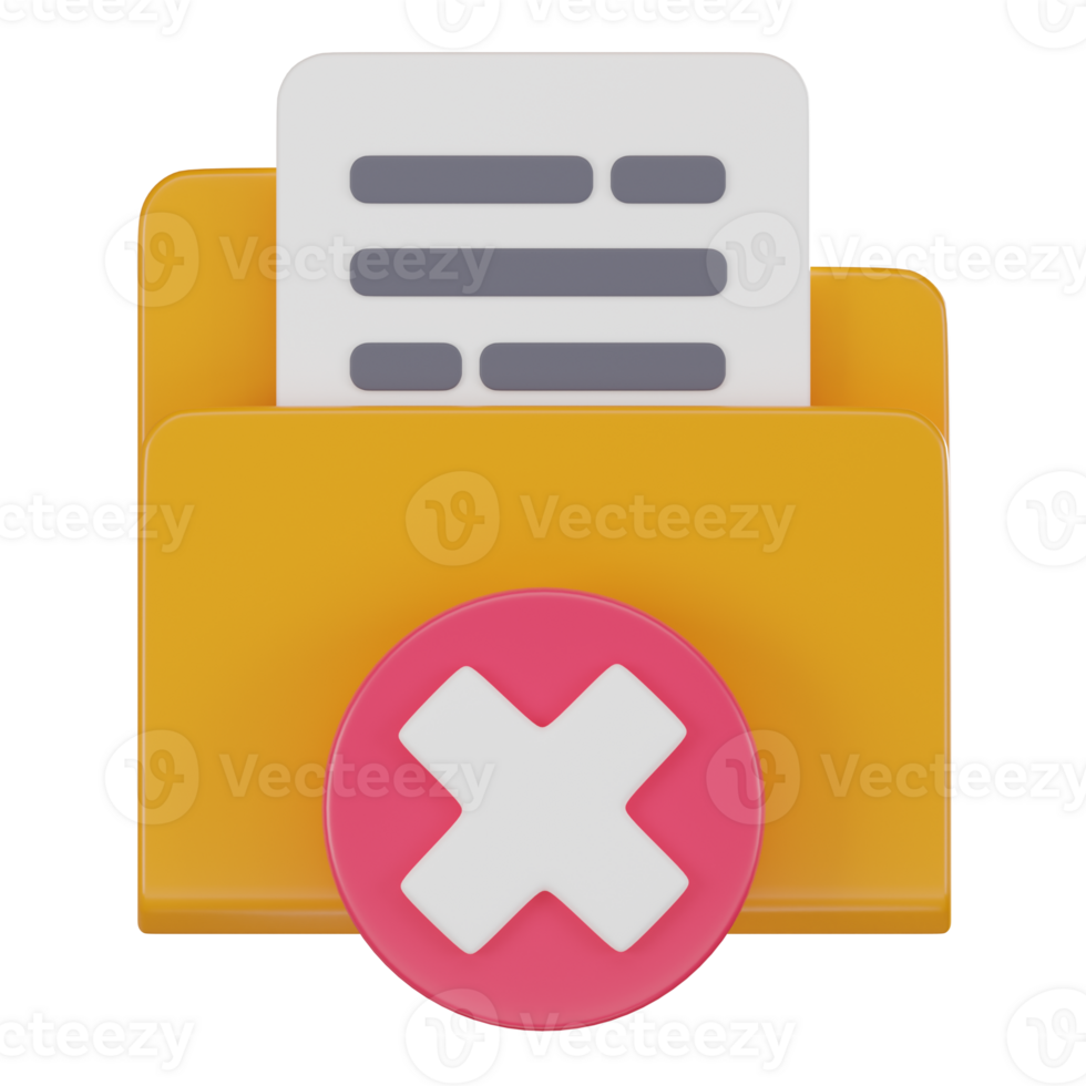 3D Icon Delete Folder Icon Symbolizing Data Management. 3D Render png