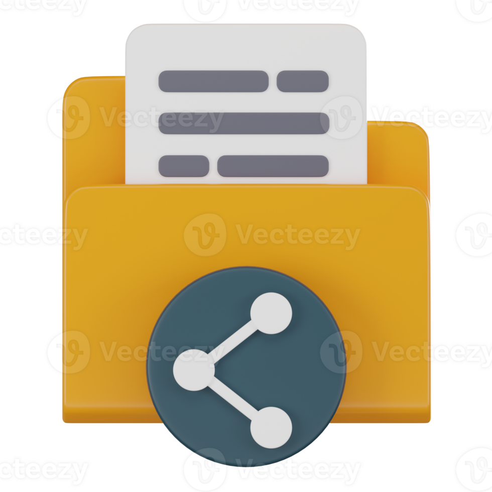 3D Icon of Document Sharing in Virtual Folders. 3D Render png