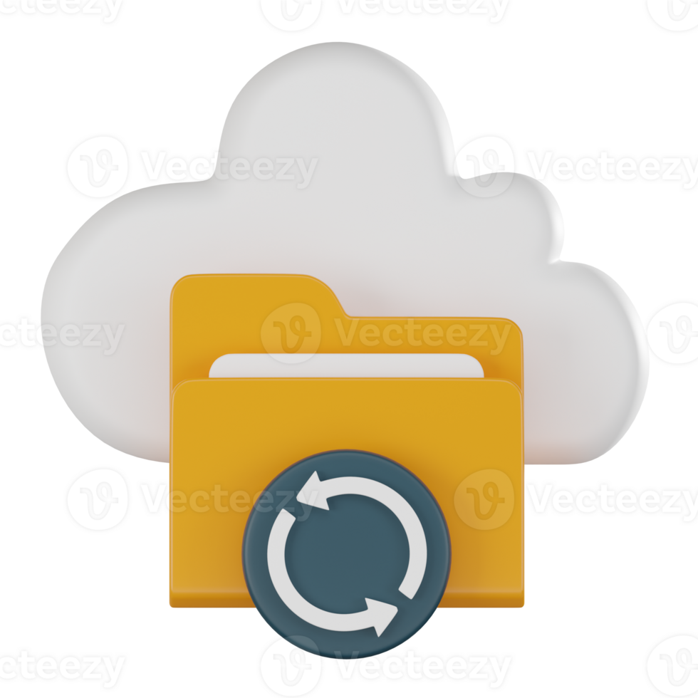 3D Icon of Sync Folder Document File on cloud Icon. 3D Render png