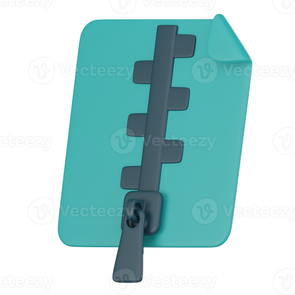 3D Icon of Zip Document and Compressed Directory. 3D Render png