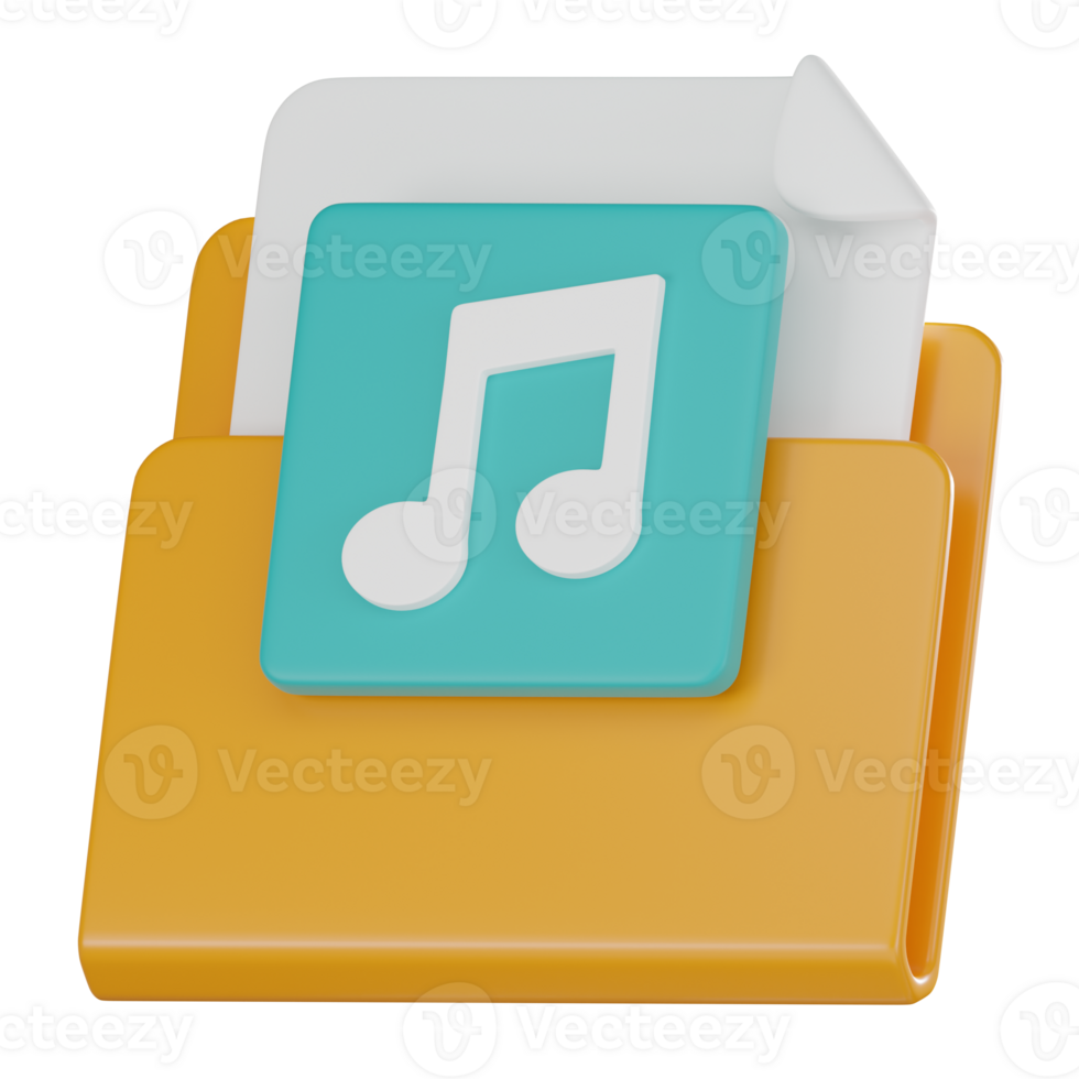 Music and File Folder Icon. 3D Render png