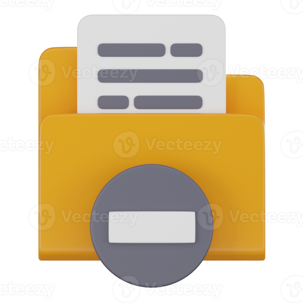 3D Icon Delete Folder Icon Symbolizing Data Management. 3D Render png