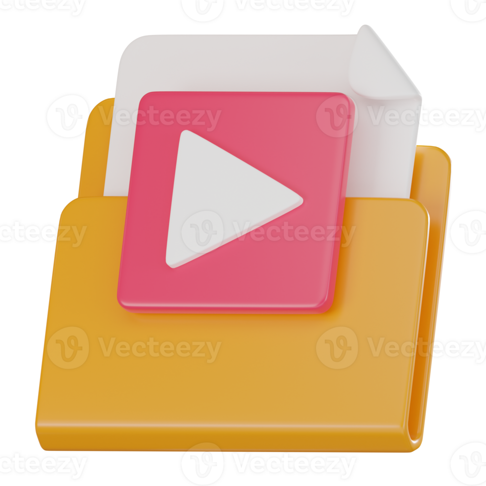 Digital Video Folder Management, Multimedia File Organization. 3D Render png