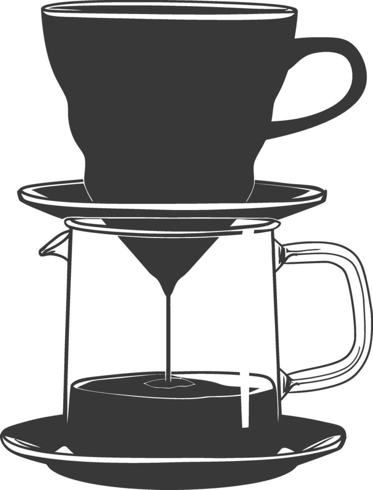 AI generated silhouette Vietnam drip coffee ready to drink black color only vector