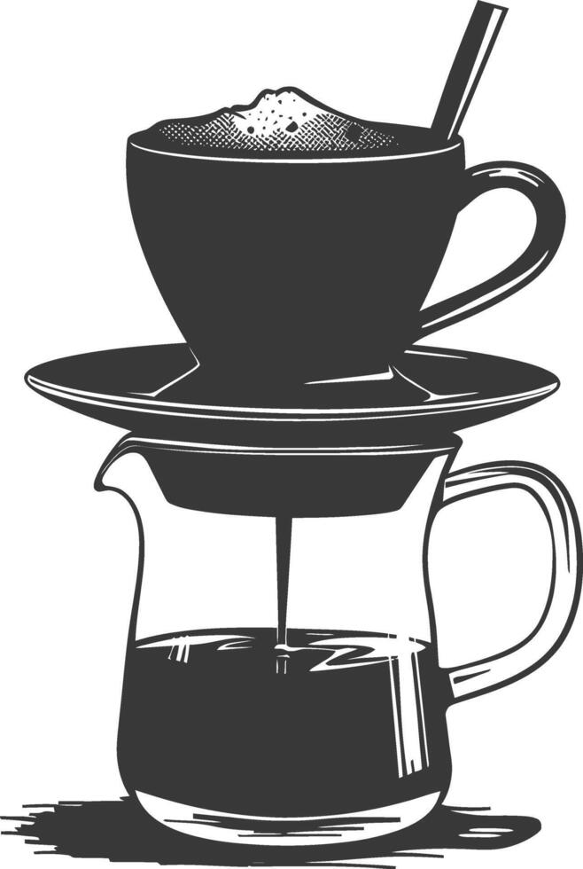 AI generated silhouette Vietnam drip coffee ready to drink black color only vector