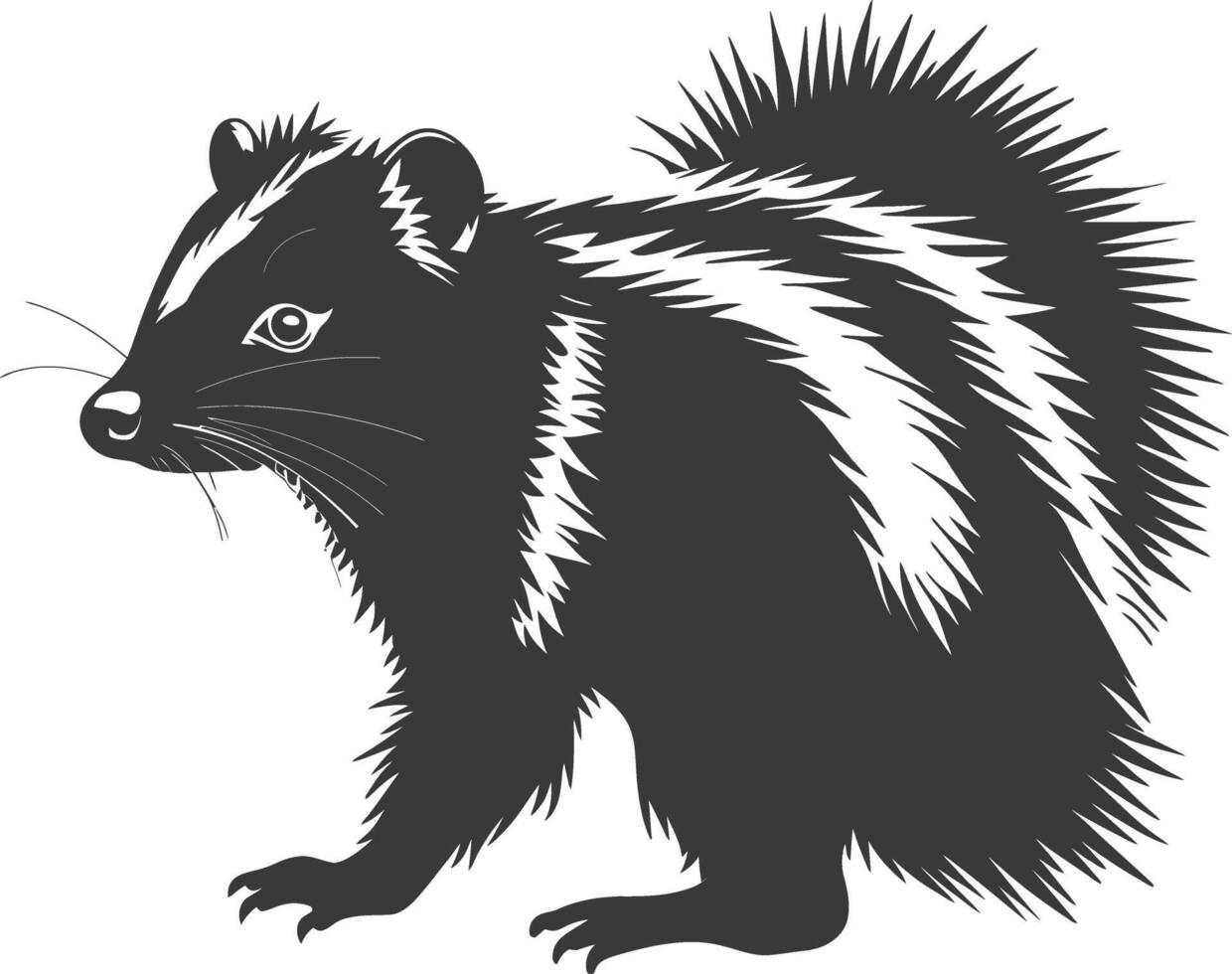 AI generated Silhouette skunk animal black color only vector