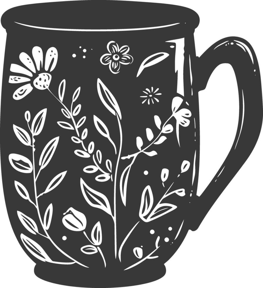 AI generated Silhouette Scandinavian Unique Mug black color only vector