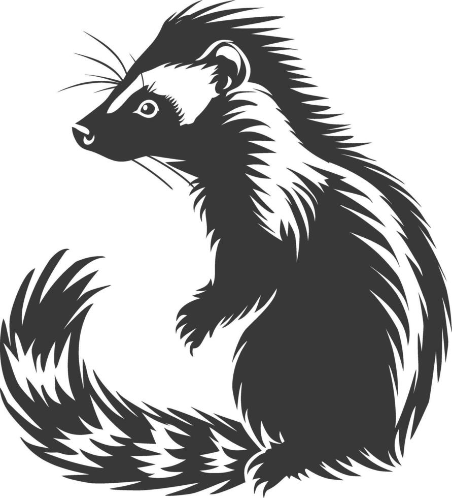 AI generated Silhouette skunk animal black color only vector