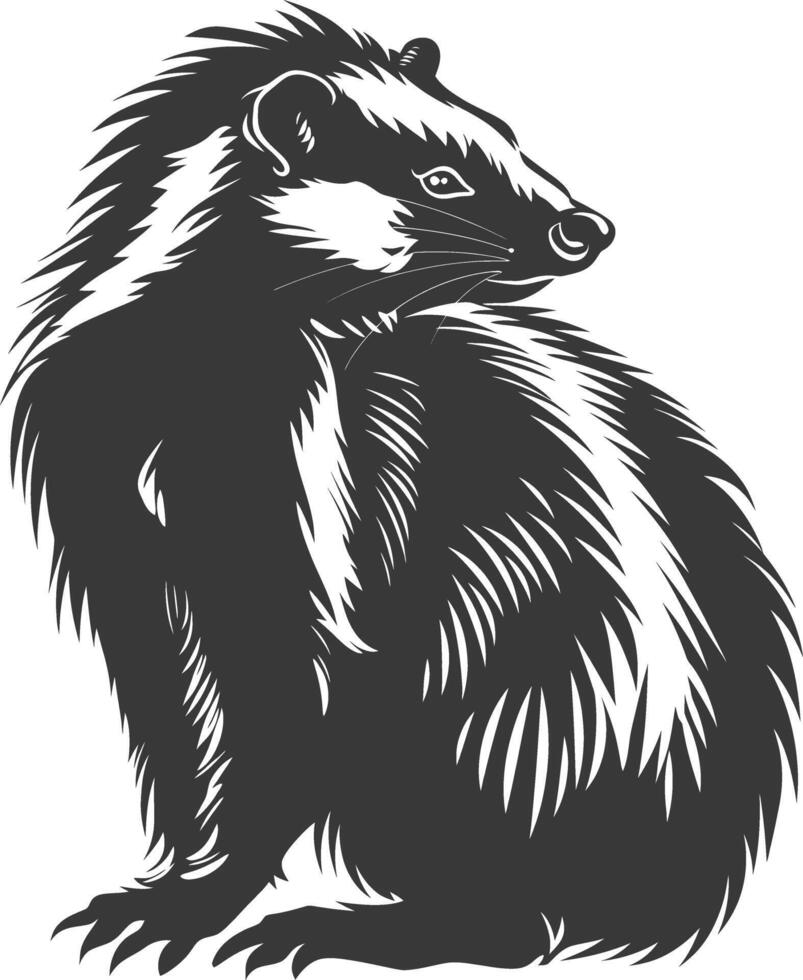 AI generated Silhouette skunk animal black color only vector