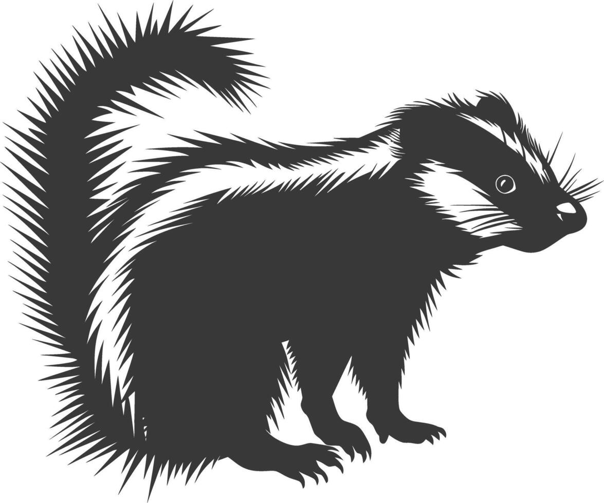 AI generated Silhouette skunk animal black color only vector