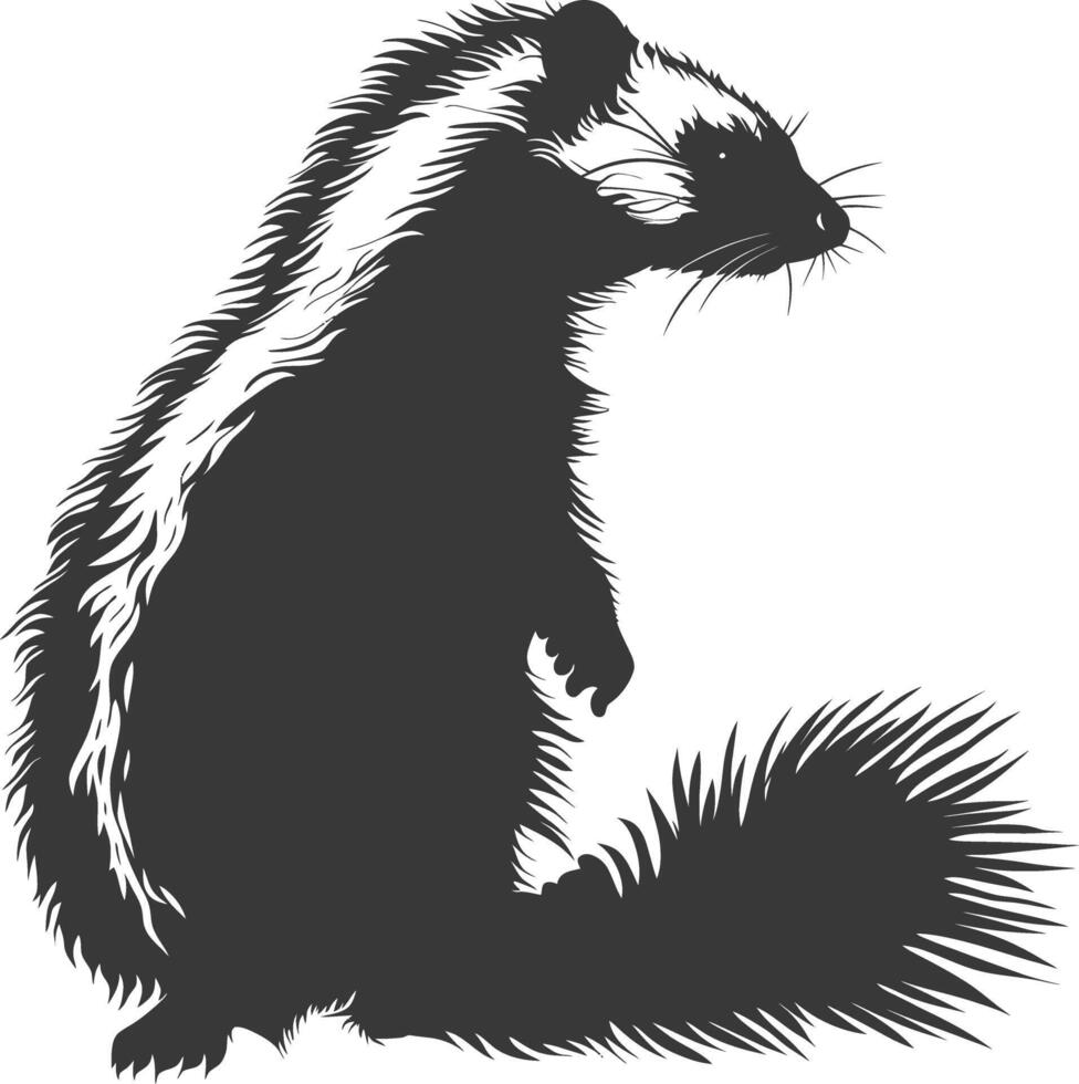 AI generated Silhouette skunk animal black color only vector