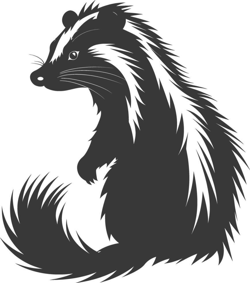 AI generated Silhouette skunk animal black color only vector