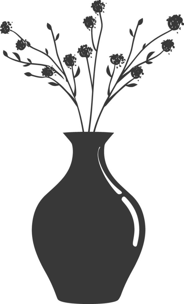 AI generated Silhouette Scandinavian Unique Vase black color only vector