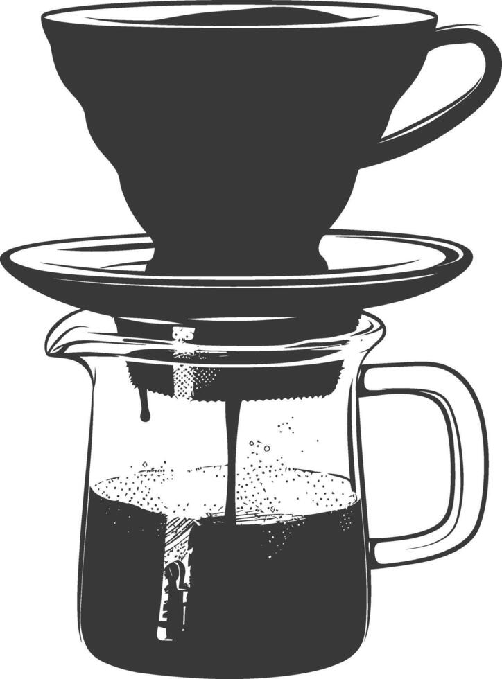 AI generated silhouette Vietnam drip coffee ready to drink black color only vector