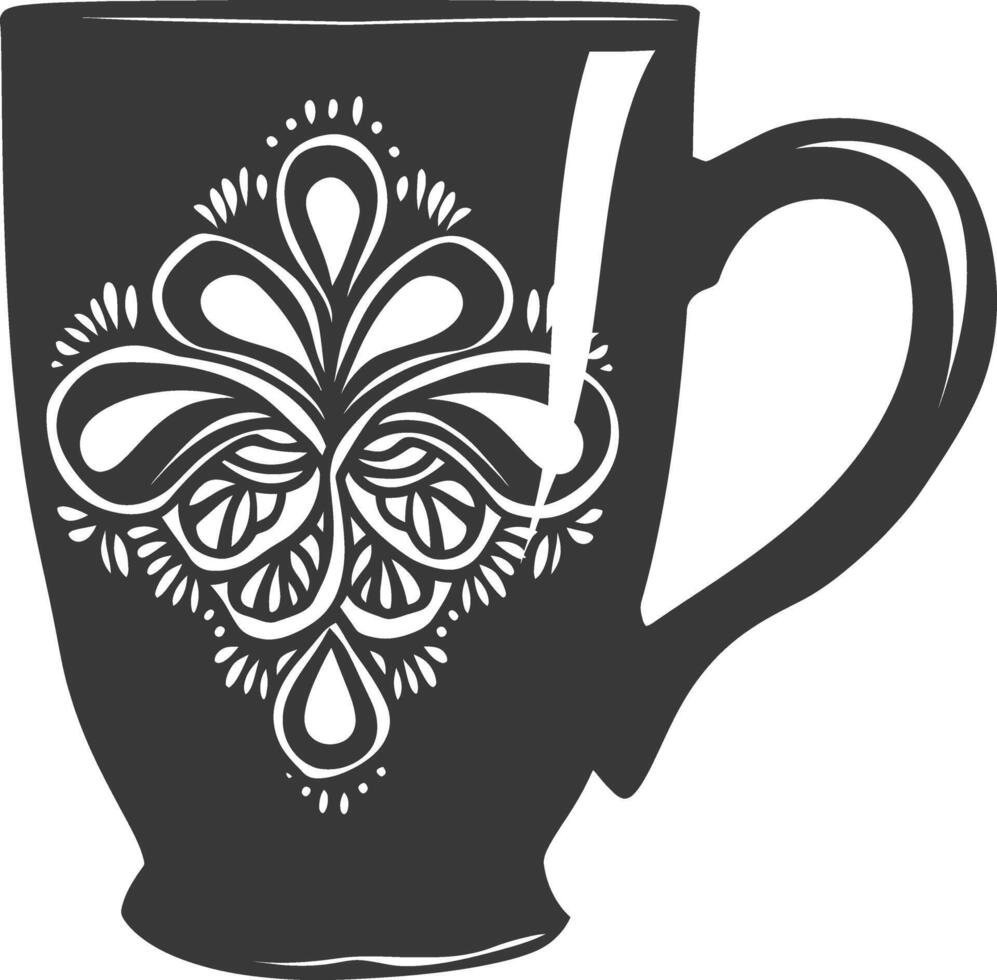 AI generated Silhouette Scandinavian Unique Mug black color only vector