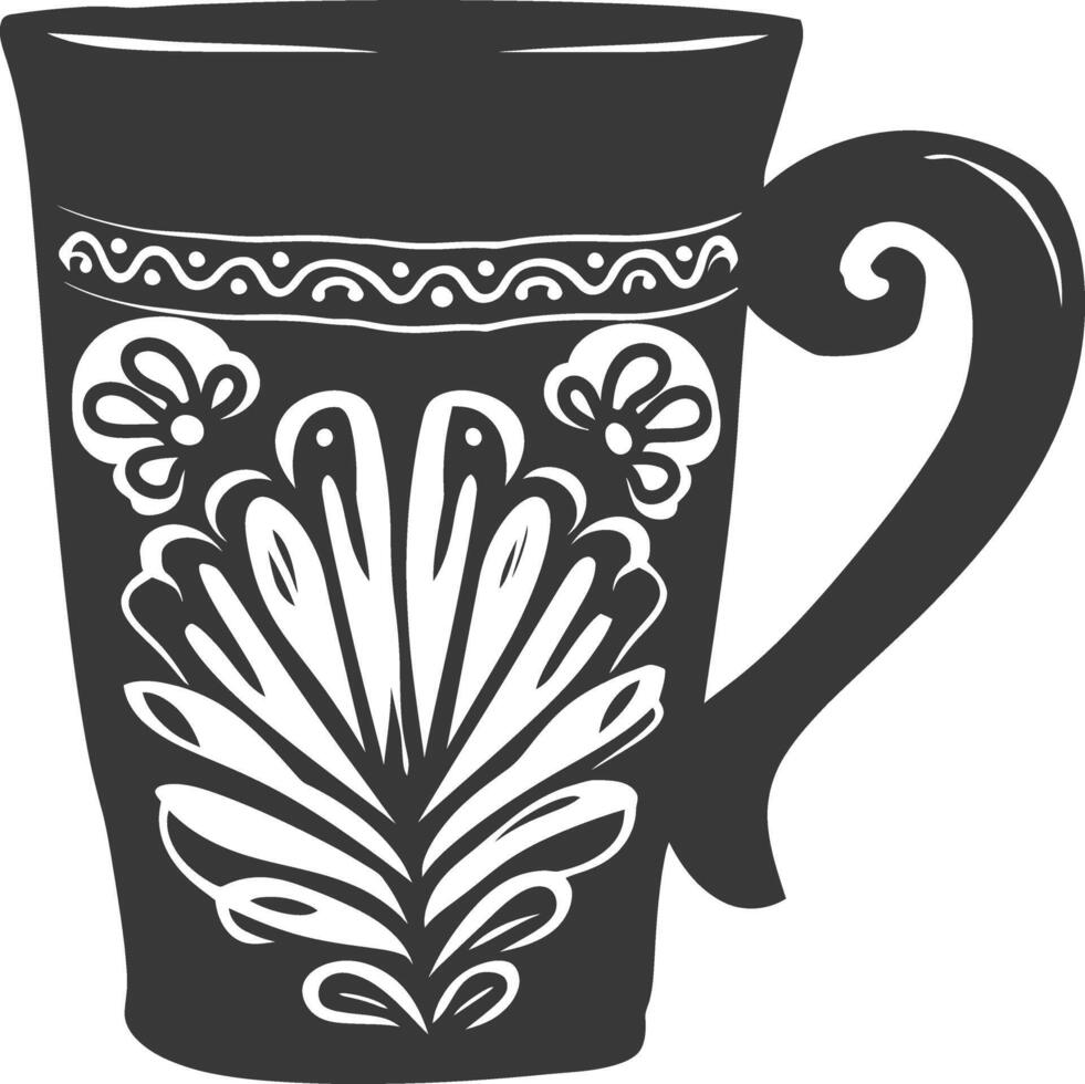 AI generated Silhouette Scandinavian Unique Mug black color only vector